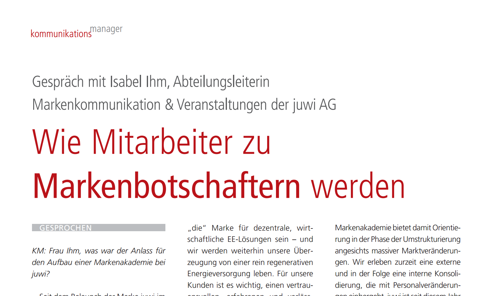 Screenshot der PDF Ansicht Artikel-kommunikationsmanager-03_2013_Isabel_Ihm