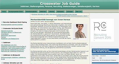 Screenshot der Webseite Crosswater Job Guide